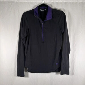 Under Armour Jacket Women's Medium Black Purple 1/4 Zip Long Sleeve Pullover